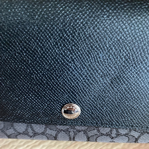 Coach Signature Crossbody Phone Wallet Bag Clutch Black Leather/ Canvas - Picture 5 of 13